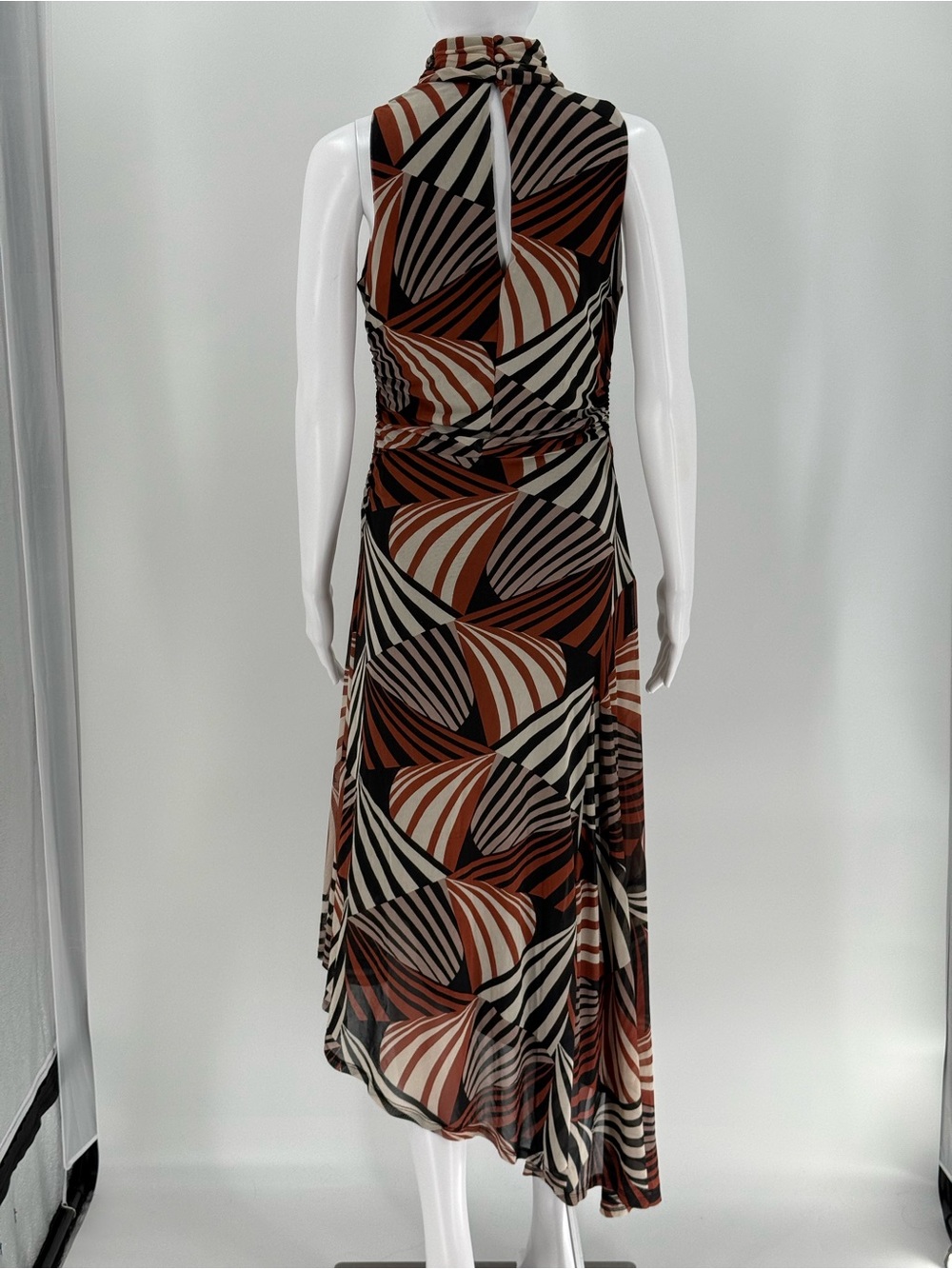 Zarr Collection Asymmetrical Sleeveless High Neck Mesh Dress 8 - Picture 4 of 9